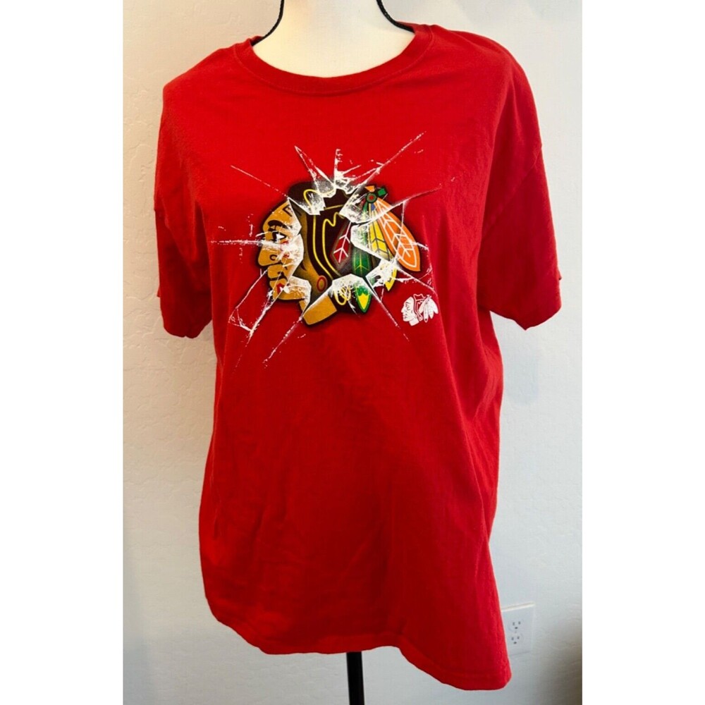 Chicago Black Hawks Men's Large Reebok T Shirt Red NHL
